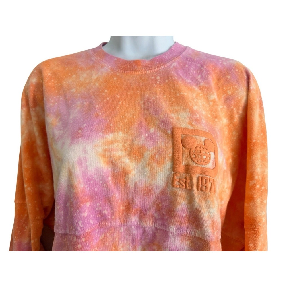Walt Disney World Spirit Jersey M Tie Dye Orange Pink Galaxy Sweatshirt Mickey - Picture 3 of 10